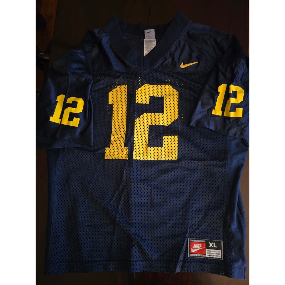 Nike Team Sports Football Jersey Navy Blue Yellow Number 12 Vintage XL USA Made